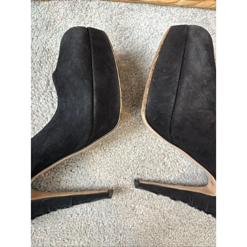 Miu Miu Black Suede Platform Pumps Sky High Stiletto Heels Luxury Designer Shoes